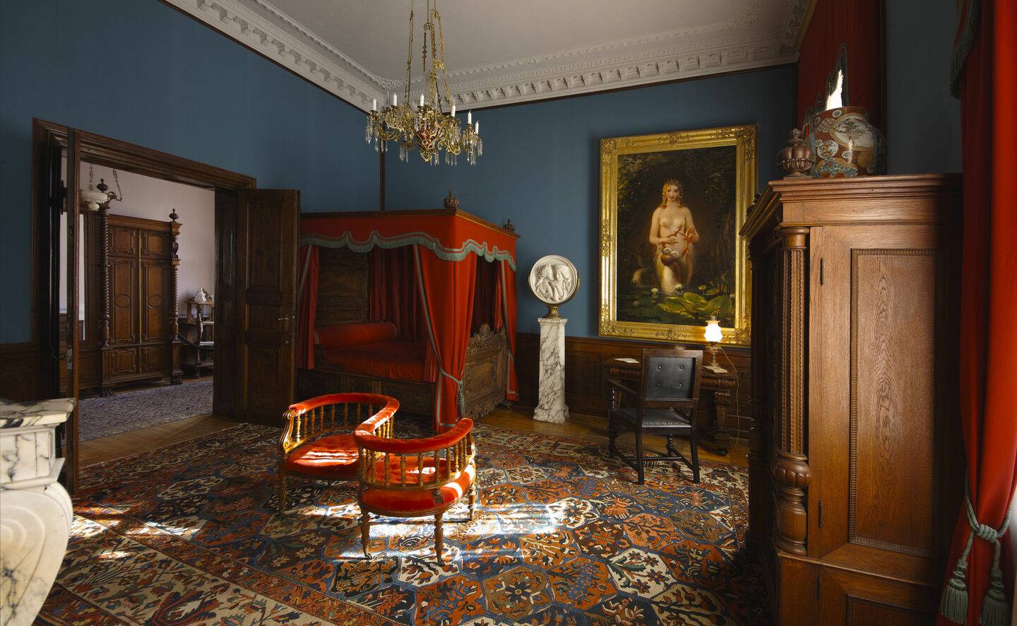 Die Schlafstube des F&uuml;rsten Hermann von P&uuml;ckler-Muskau im Schloss Branitz, Foto: Hans Bach, Potsdam / SFPM (2012)